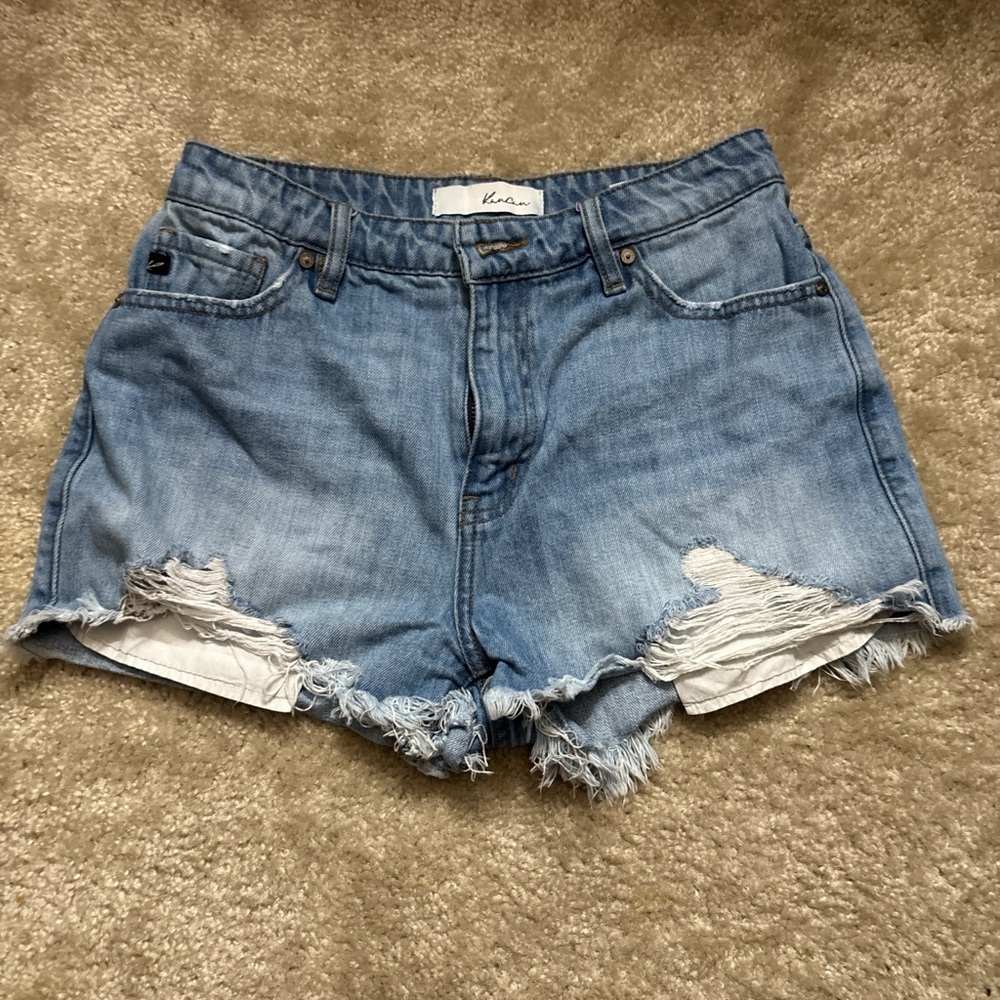 KanCan Distressed Light Blue Jean Shorts